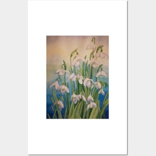 Snowdrops watercolour painting Posters and Art